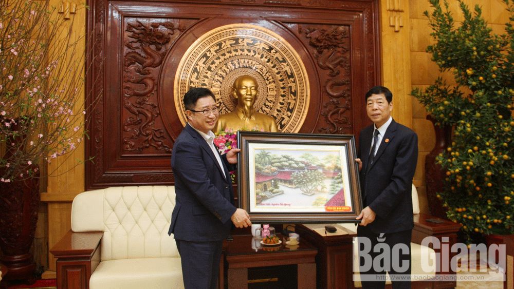 Provincial Pary Secretary Bui Van Hai receives Lee Chan Kun, Tourism Ambassador of Vietnam to Korea